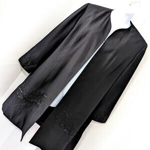 ST. ANTHONY EVENING! STRIKING BLACK IRIDESCENT BEADED EVENING JACKET! SZ 30W